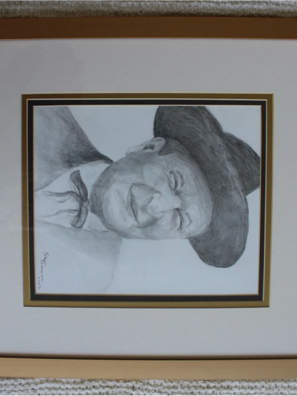 Framed Charcoal Portrait Artwork in Black and White - Picture 4 of 8